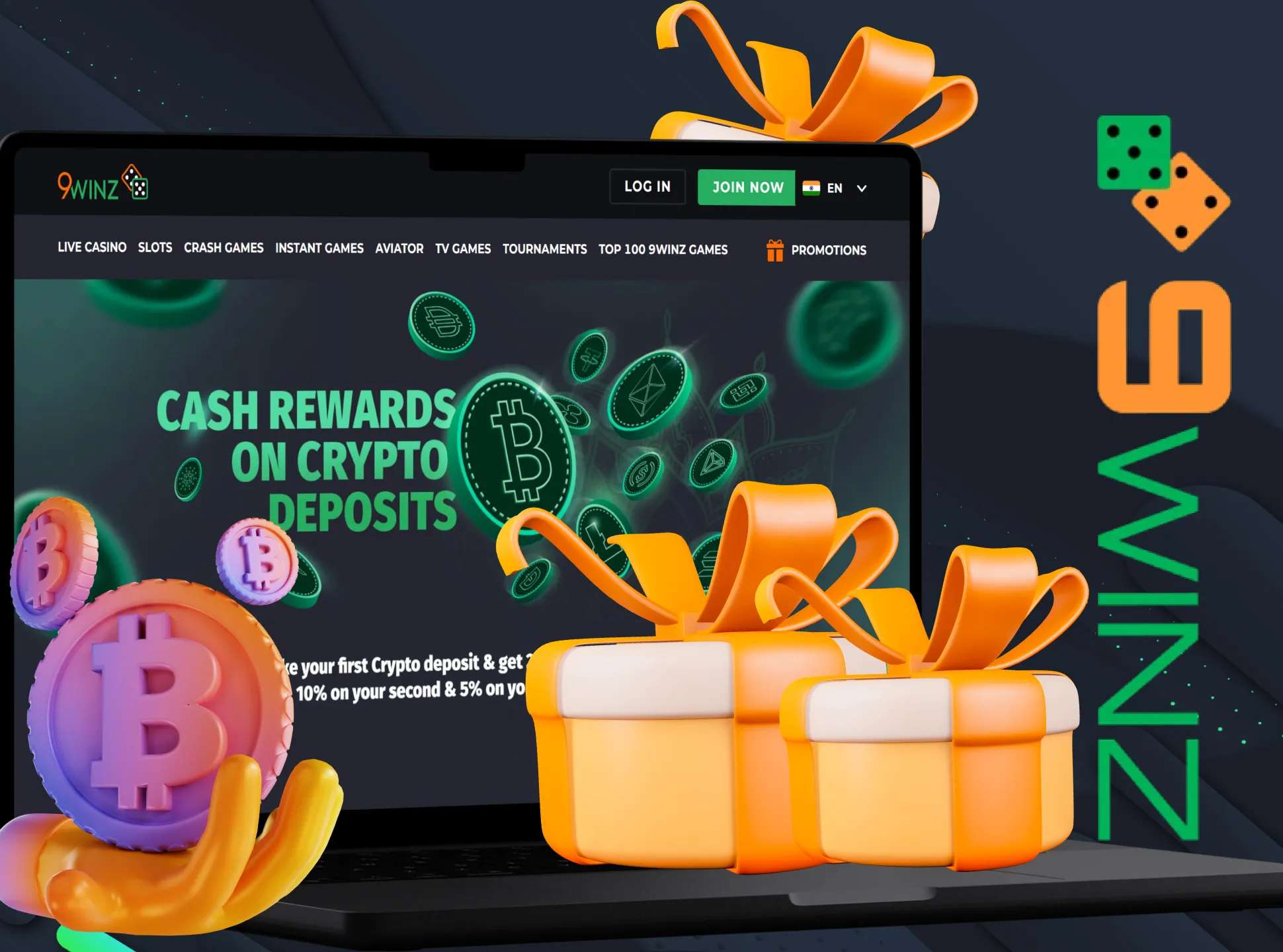 Get your crypto bonus after making deposit at 9winz.
