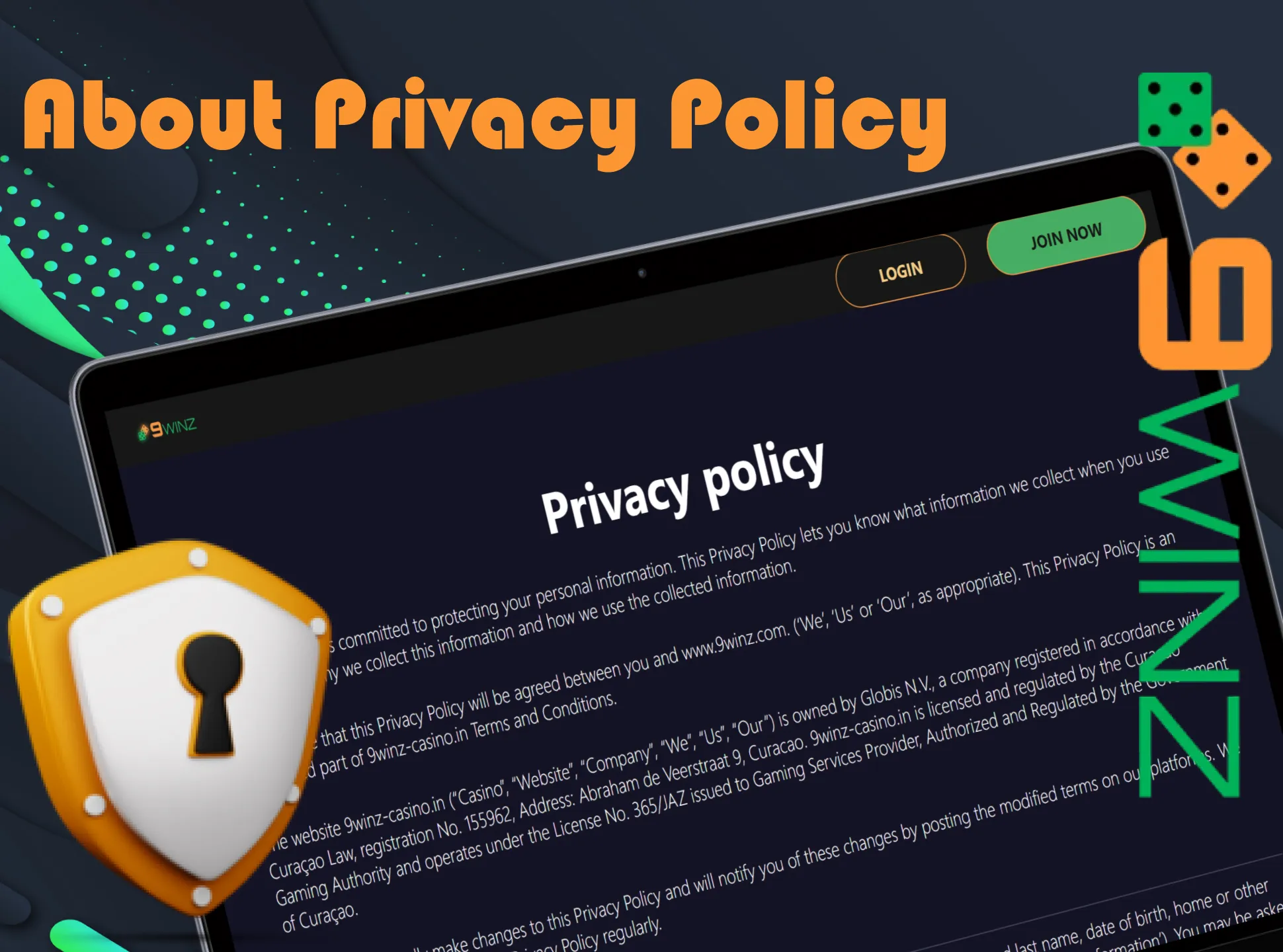 Learn more about 9winz privacy policy on special page.