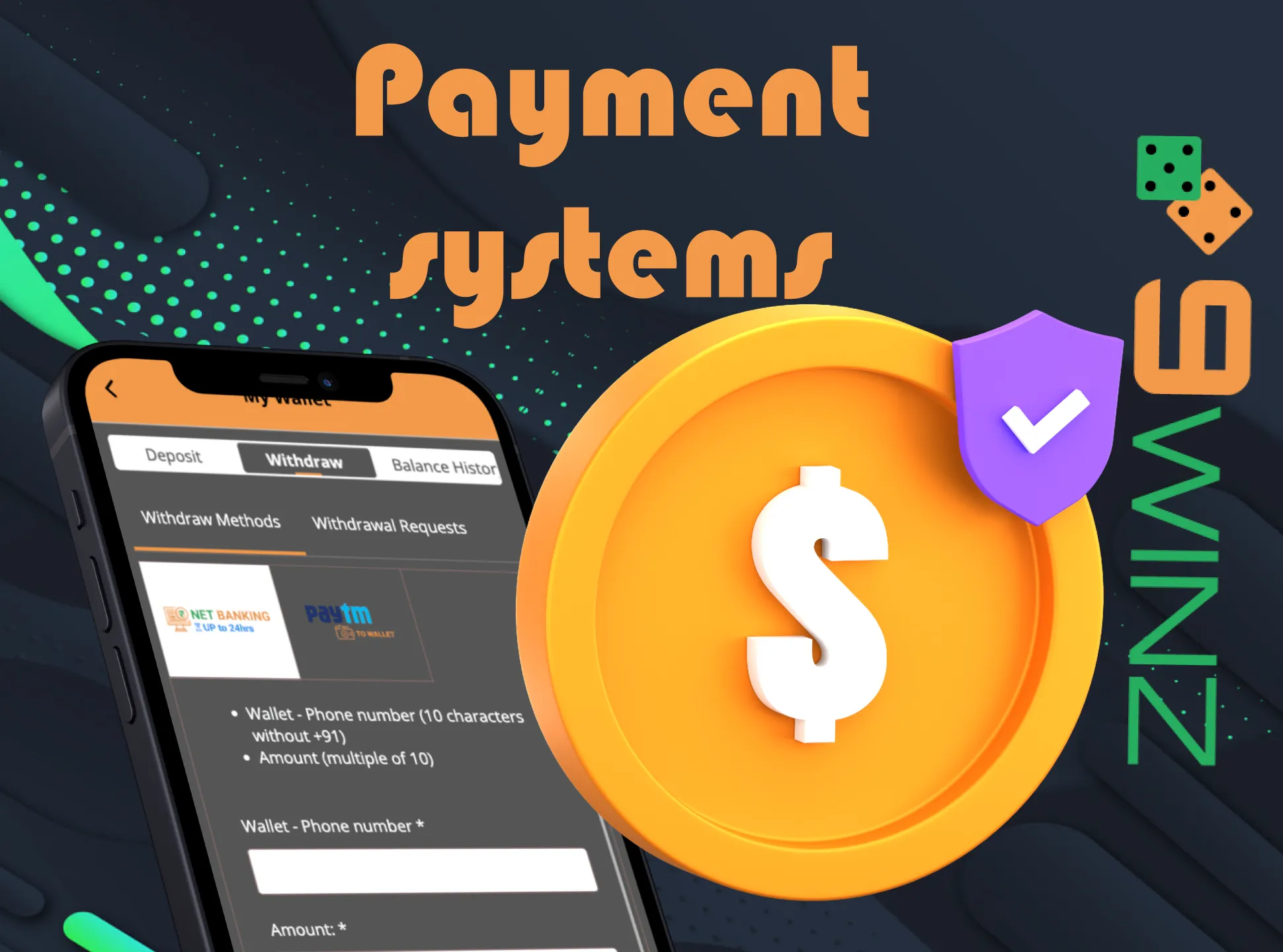 You can use prefered payment system for withdrawal at 9winz.