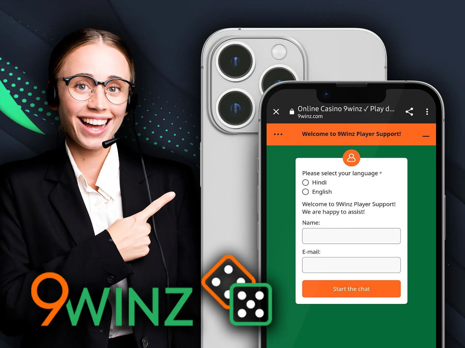 Use 9winz support in mobile version.