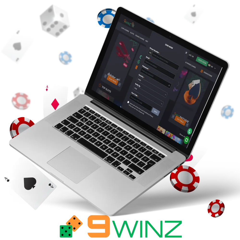 Make 9winz account and start playing in casino.