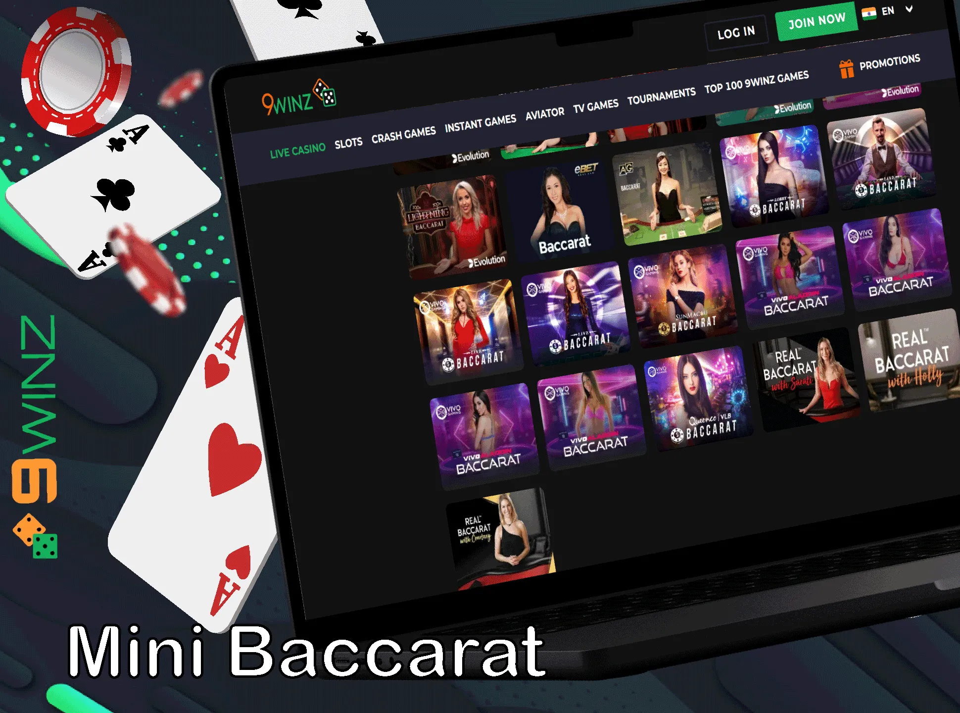 Play baccarat quicker with the 9winz mini baccarat.