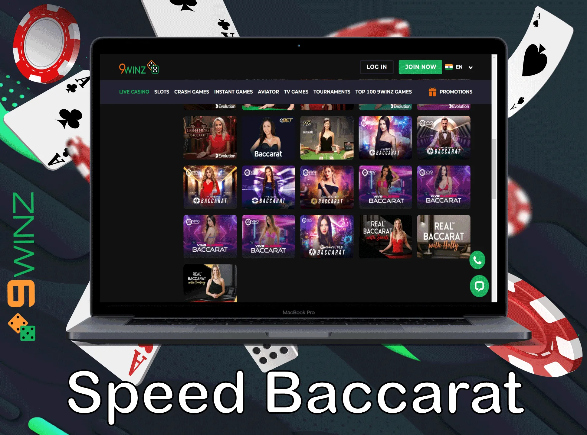 Make more bets in the 9winz speed baccarat.