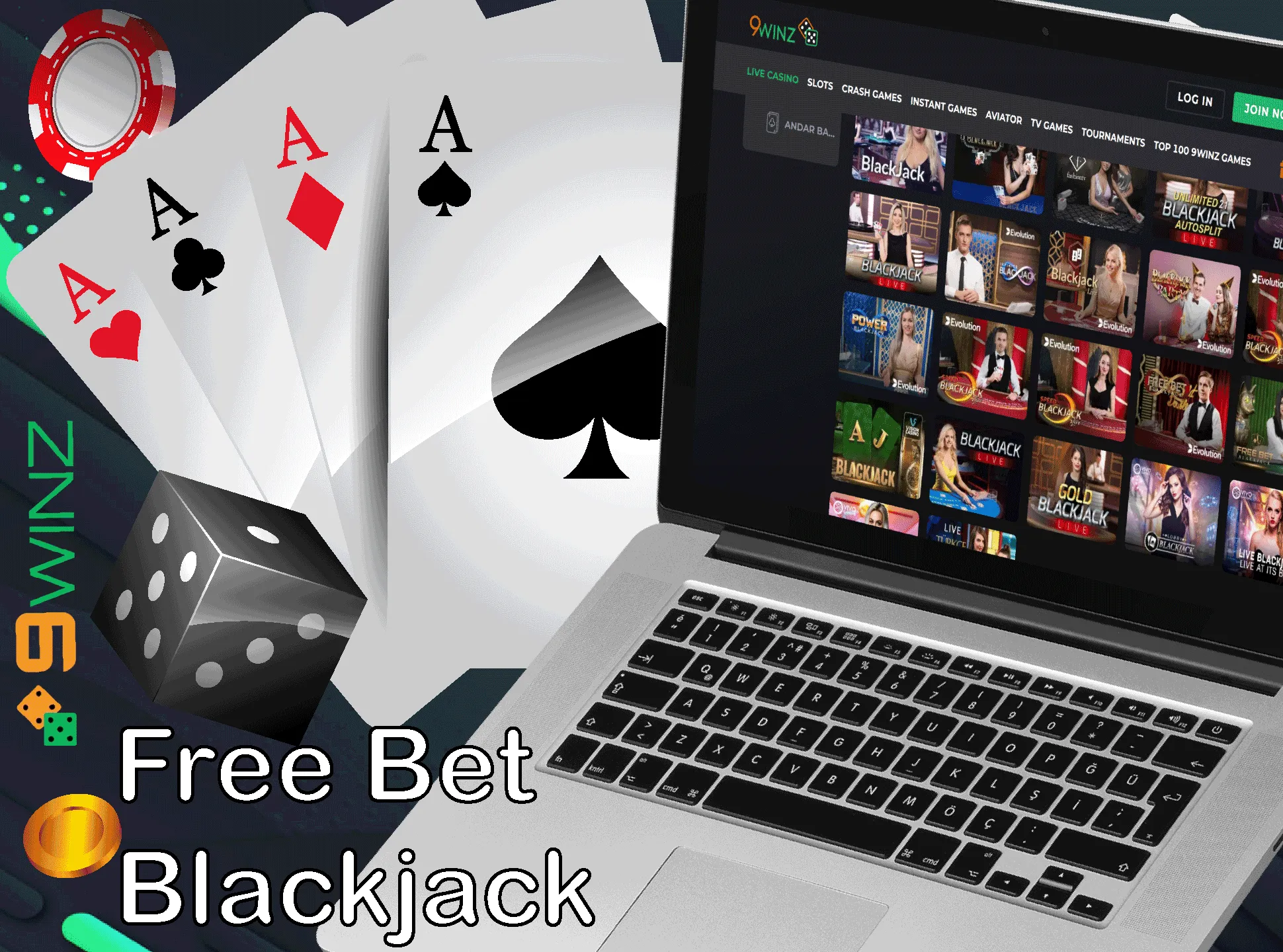 Play safe with free bet blackjack at the 9winz casino.