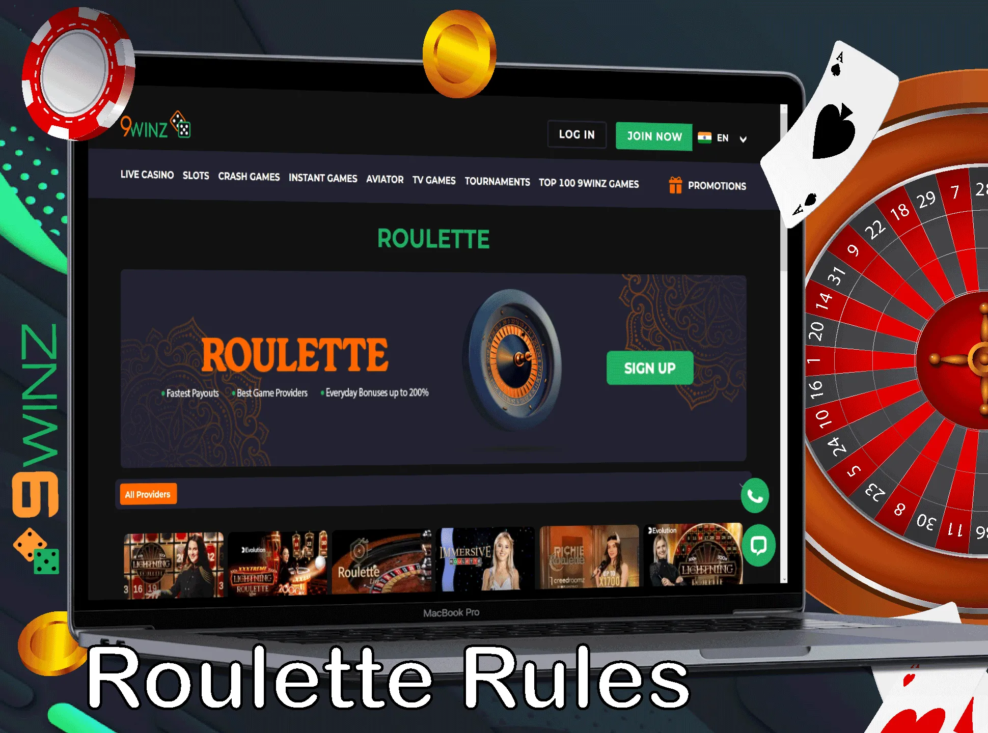 Read the 9winz rules before start playing roulette games.