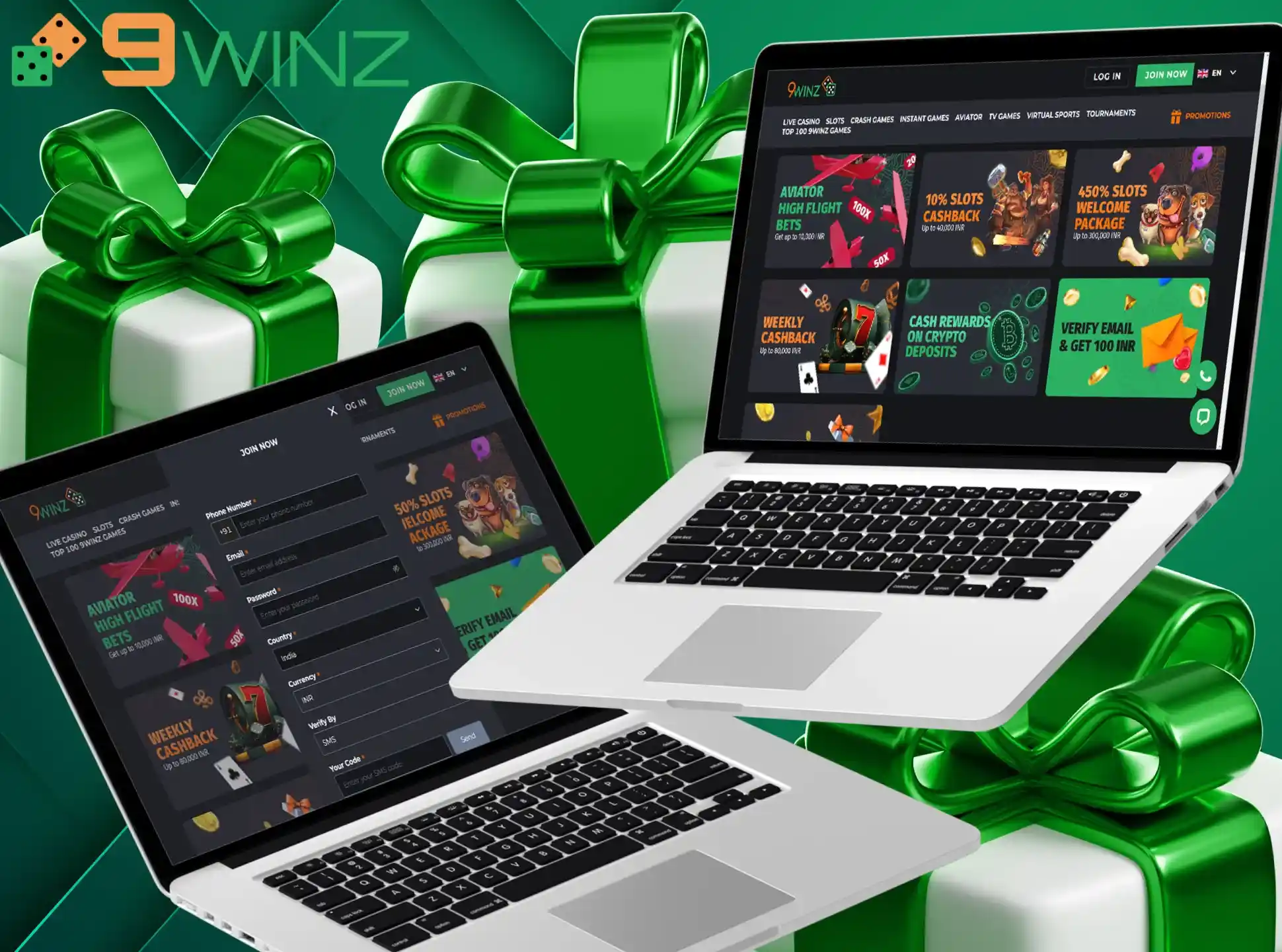 Check available 9Winz bonus package and play.