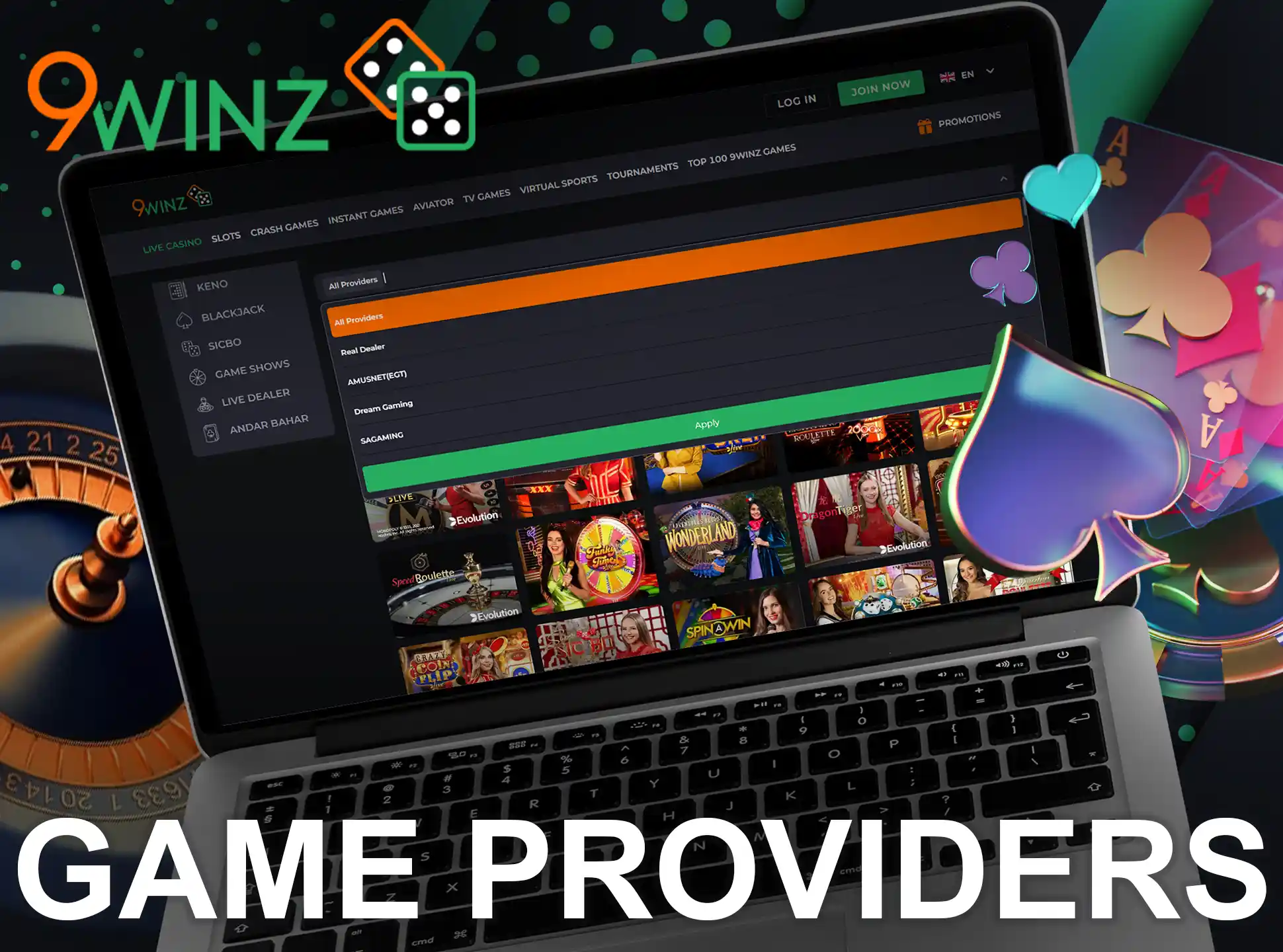 9Winz offers games from well-known and reliable providers.