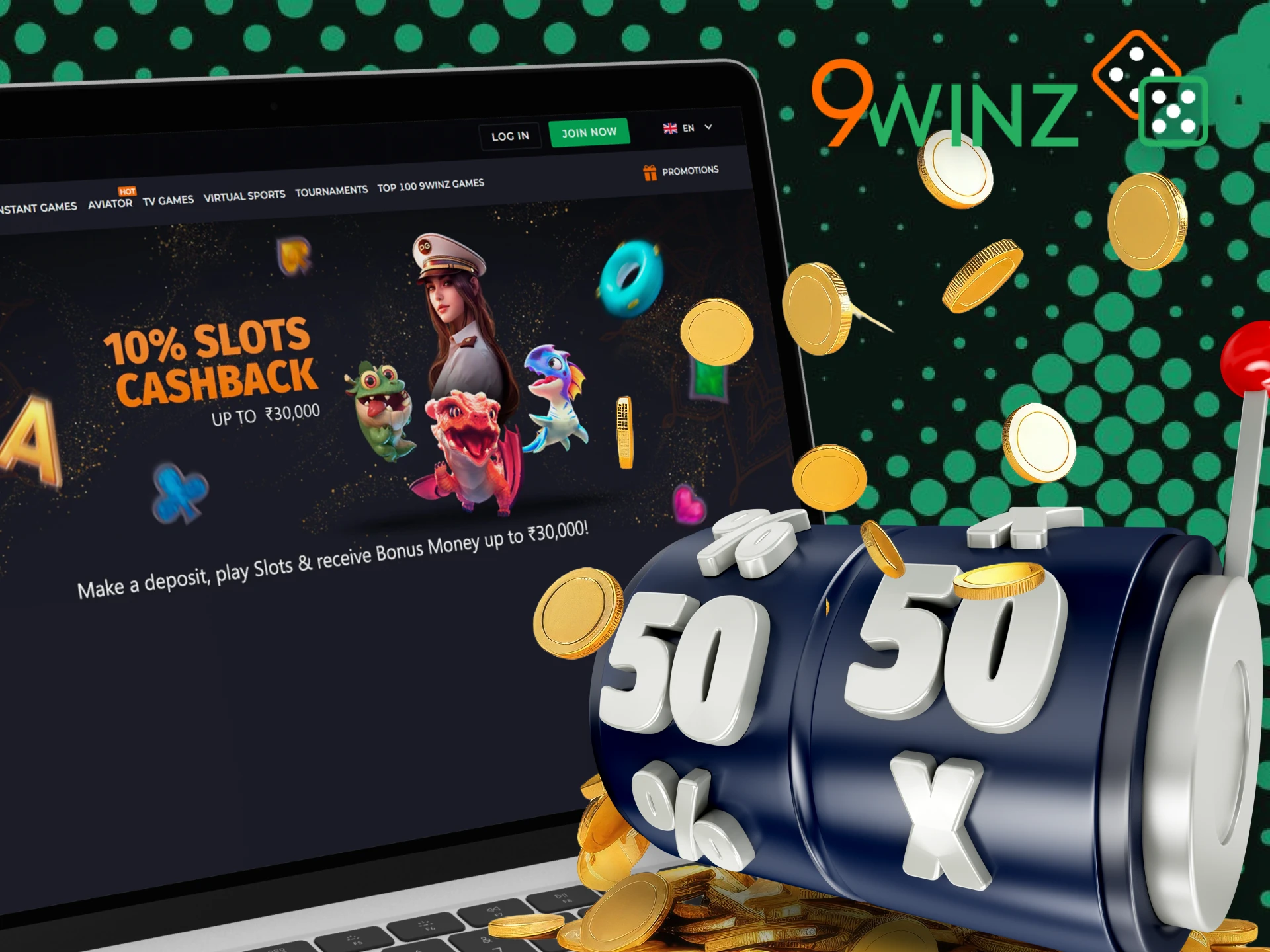 9Winz Casino offers lucrative slots cashback.